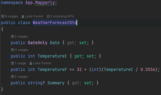 Usages found for properties inside of Rider